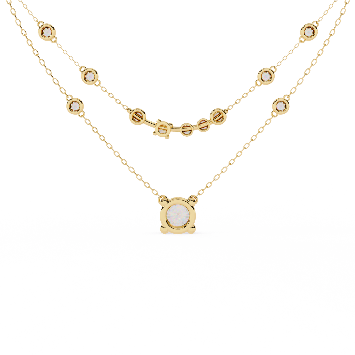 Round Cut 18k Solid White Gold Natural and Lab Grown Diamond Elegance Cluster Minimalist Necklace For Her
