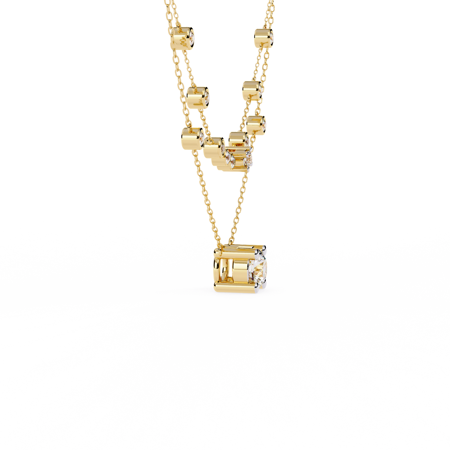 Round Cut 18k Solid White Gold Natural and Lab Grown Diamond Elegance Cluster Minimalist Necklace For Her