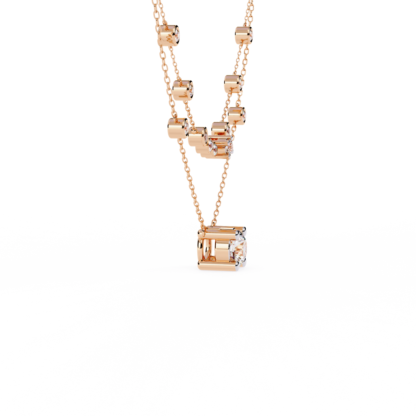 Round Cut 18k Solid White Gold Natural and Lab Grown Diamond Elegance Cluster Minimalist Necklace For Her