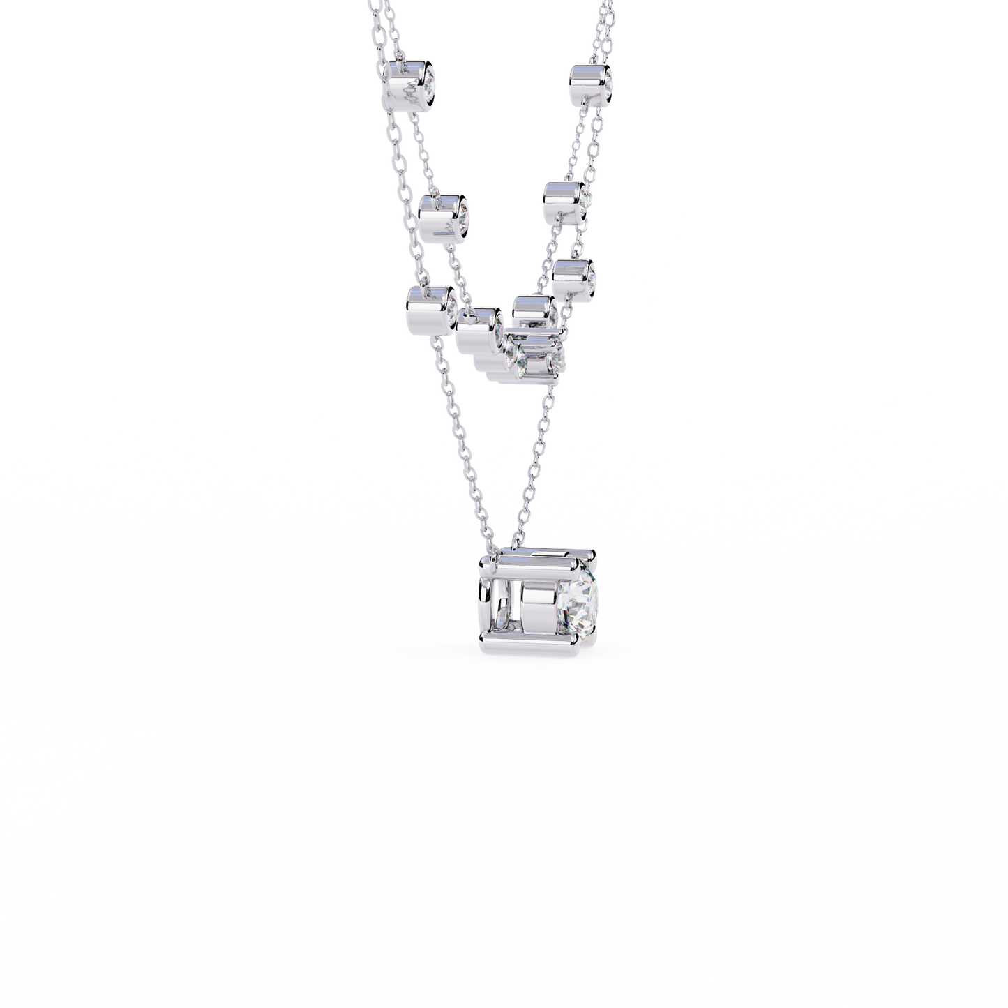 Round Cut 18k Solid White Gold Natural and Lab Grown Diamond Elegance Cluster Minimalist Necklace For Her