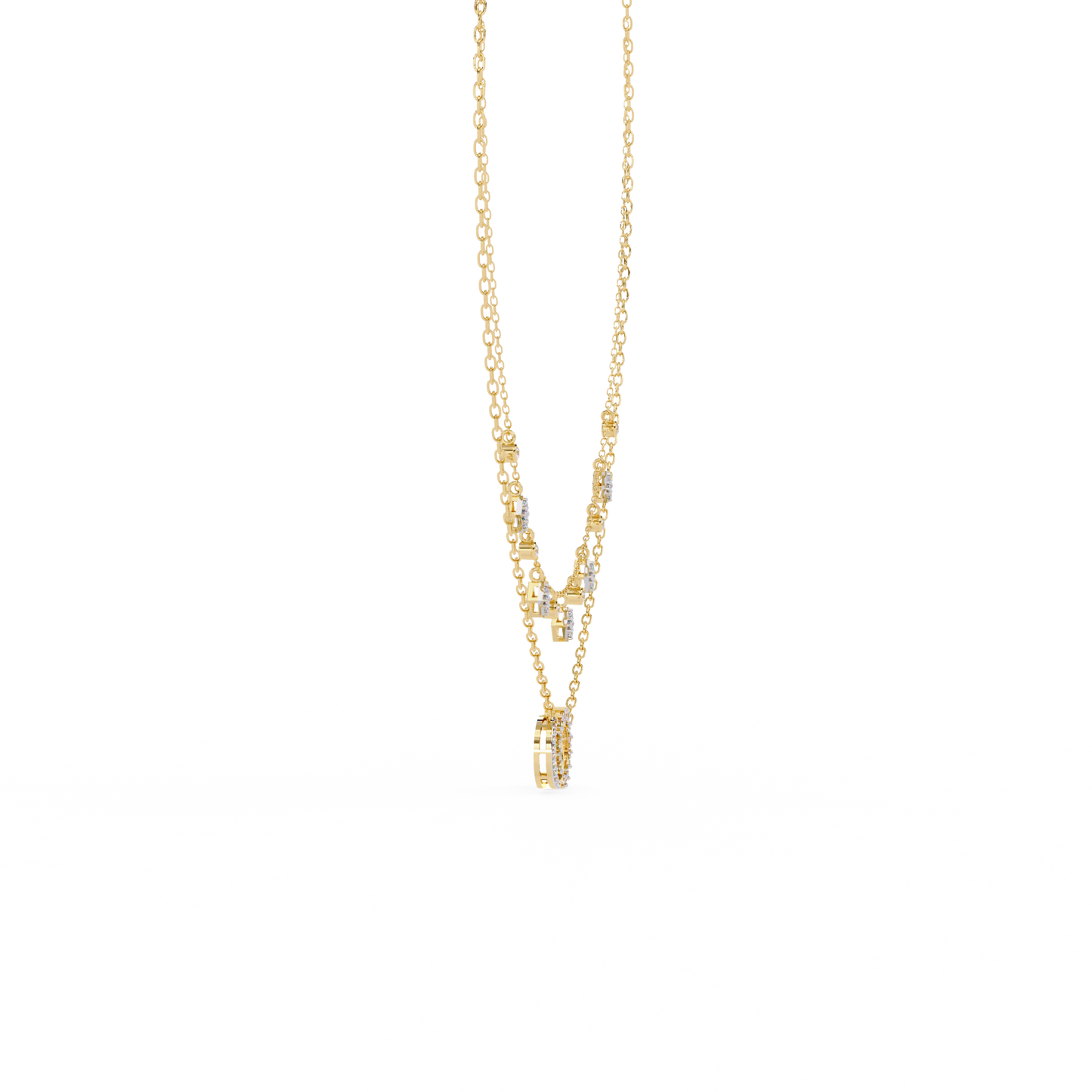 Round Cut 10k Solid Rose Gold Diamond Unique Open Circle Vintage Multi Layer Statement Party Wear Anneke Necklace