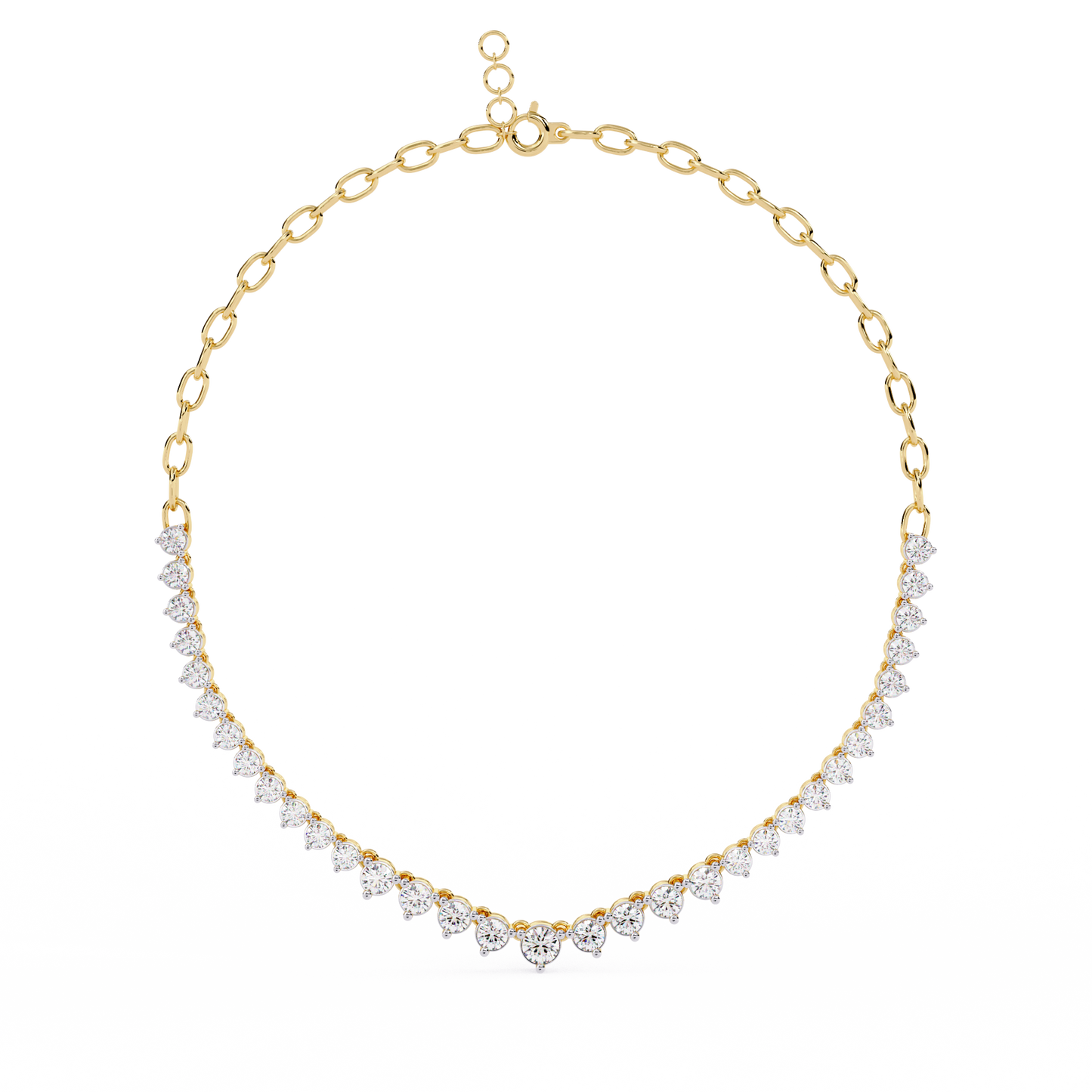 1.29 Ct ,14k Solid Gold Unique Round Cut Lab Grown & Natural Dainty Channel Set Diamond Necklace For Wedding