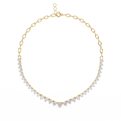 1.29 Ct ,14k Solid Gold Unique Round Cut Lab Grown & Natural Dainty Channel Set Diamond Necklace For Wedding