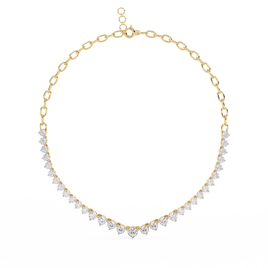 1.29 Ct ,14k Solid Gold Unique Round Cut Lab Grown & Natural Dainty Channel Set Diamond Necklace For Wedding
