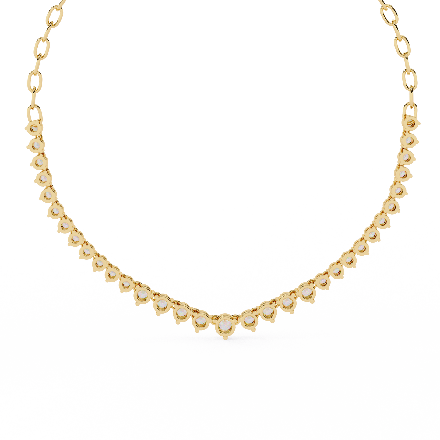 1.29 Ct ,14k Solid Gold Unique Round Cut Lab Grown & Natural Dainty Channel Set Diamond Necklace For Wedding