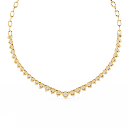 1.29 Ct ,14k Solid Gold Unique Round Cut Lab Grown & Natural Dainty Channel Set Diamond Necklace For Wedding