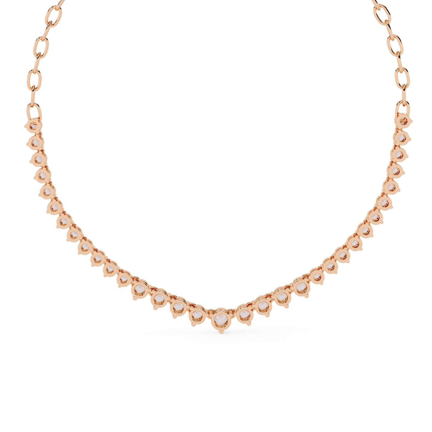 1.29 Ct ,14k Solid Gold Unique Round Cut Lab Grown & Natural Dainty Channel Set Diamond Necklace For Wedding