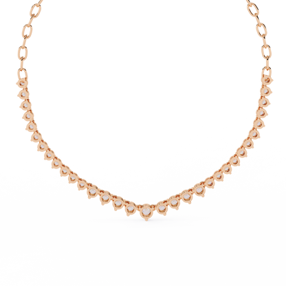 1.29 Ct ,14k Solid Gold Unique Round Cut Lab Grown & Natural Dainty Channel Set Diamond Necklace For Wedding