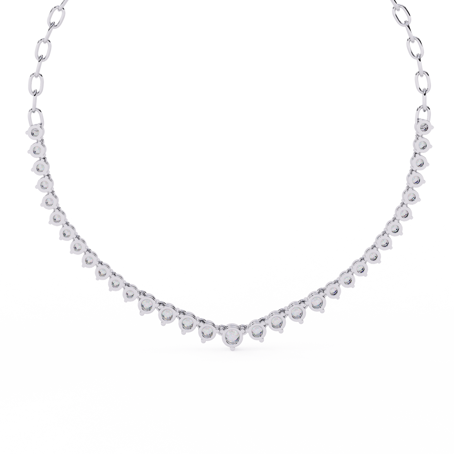 1.29 Ct ,14k Solid Gold Unique Round Cut Lab Grown & Natural Dainty Channel Set Diamond Necklace For Wedding