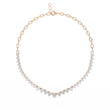 1.29 Ct ,14k Solid Gold Unique Round Cut Lab Grown & Natural Dainty Channel Set Diamond Necklace For Wedding