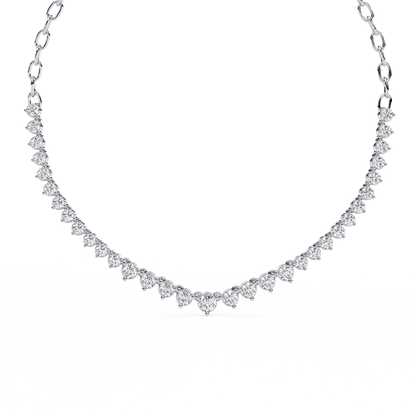 1.29 Ct ,14k Solid Gold Unique Round Cut Lab Grown & Natural Dainty Channel Set Diamond Necklace For Wedding