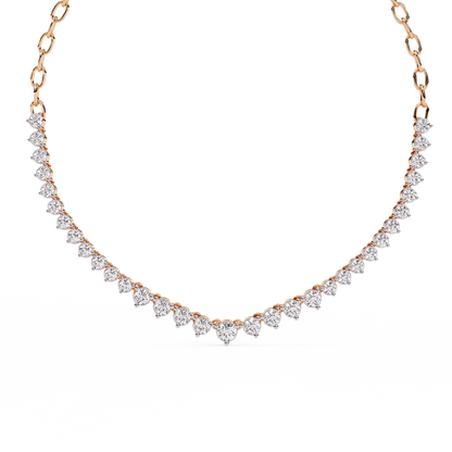 1.29 Ct ,14k Solid Gold Unique Round Cut Lab Grown & Natural Dainty Channel Set Diamond Necklace For Wedding