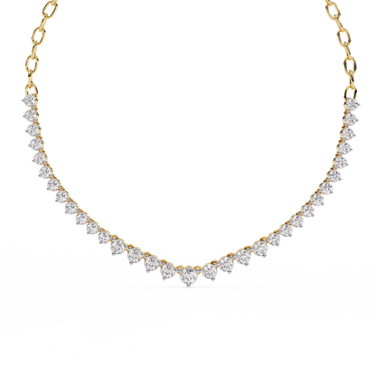 1.29 Ct ,14k Solid Gold Unique Round Cut Lab Grown & Natural Dainty Channel Set Diamond Necklace For Wedding