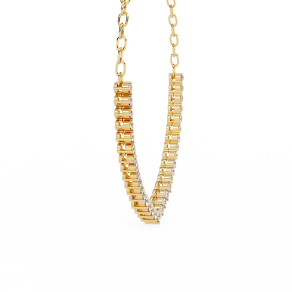 1.29 Ct ,14k Solid Gold Unique Round Cut Lab Grown & Natural Dainty Channel Set Diamond Necklace For Wedding