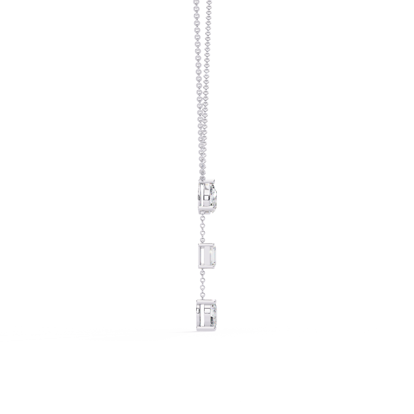 10k Solid Rose Gold  Oval , Pear And Emerald Cut 1.54 Ct Lab Grown Three Diamond Unique occasionally Wear Necklace