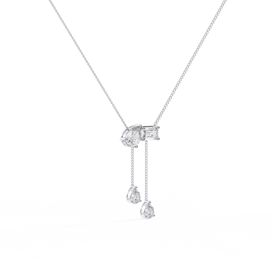 Pear And Emerald Lab Grown Cut Lab Grown Diamond Antique 18k Solid Gold Minimalist Dainty Party Wear Necklace