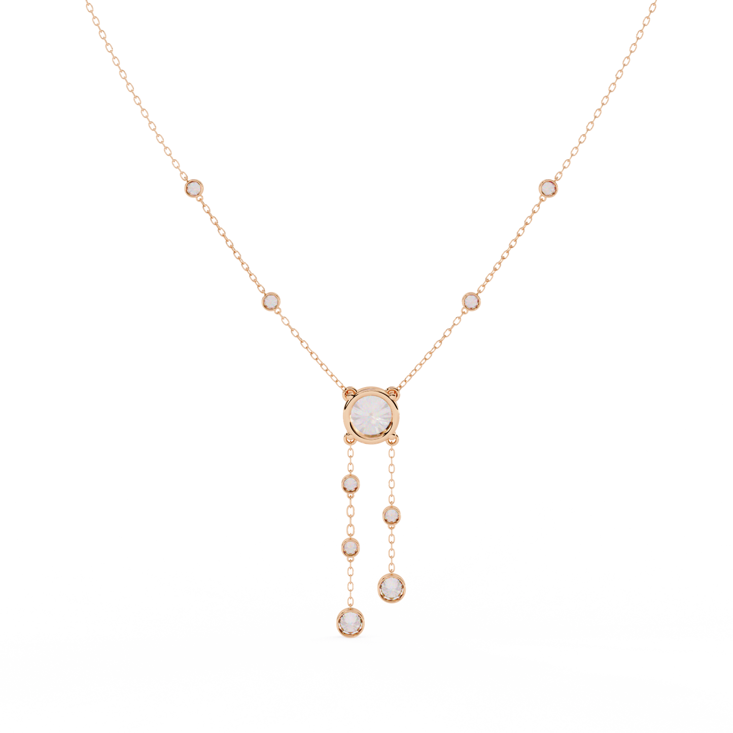 18k Solid Gold  Round Cut Lab Grown White Colorless  Diamond Art Deco Vintage Party Wear Anek Necklace