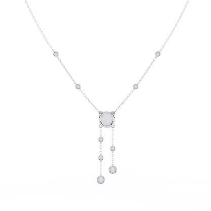 18k Solid Gold  Round Cut Lab Grown White Colorless  Diamond Art Deco Vintage Party Wear Anek Necklace