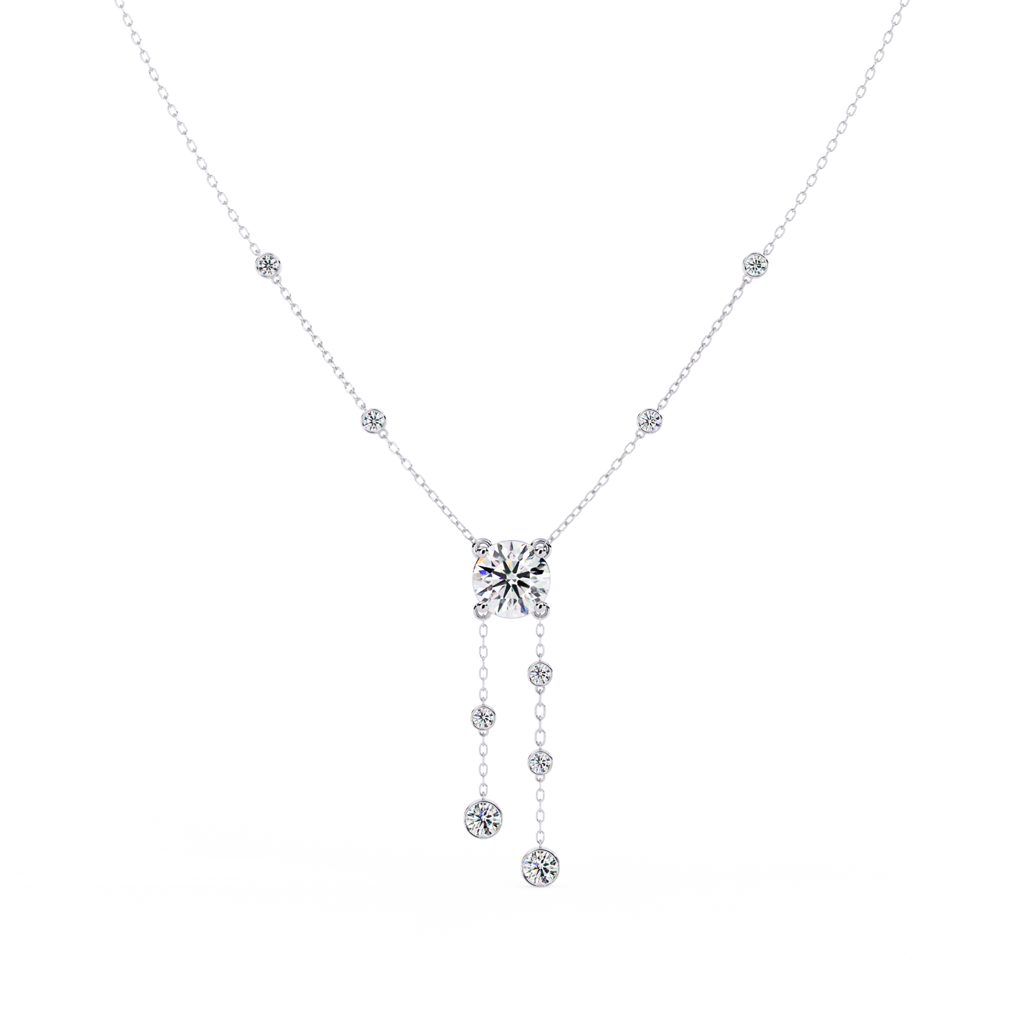 18k Solid Gold  Round Cut Lab Grown White Colorless  Diamond Art Deco Vintage Party Wear Anek Necklace