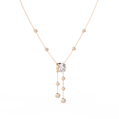 18k Solid Gold  Round Cut Lab Grown White Colorless  Diamond Art Deco Vintage Party Wear Anek Necklace