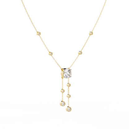 18k Solid Gold  Round Cut Lab Grown White Colorless  Diamond Art Deco Vintage Party Wear Anek Necklace