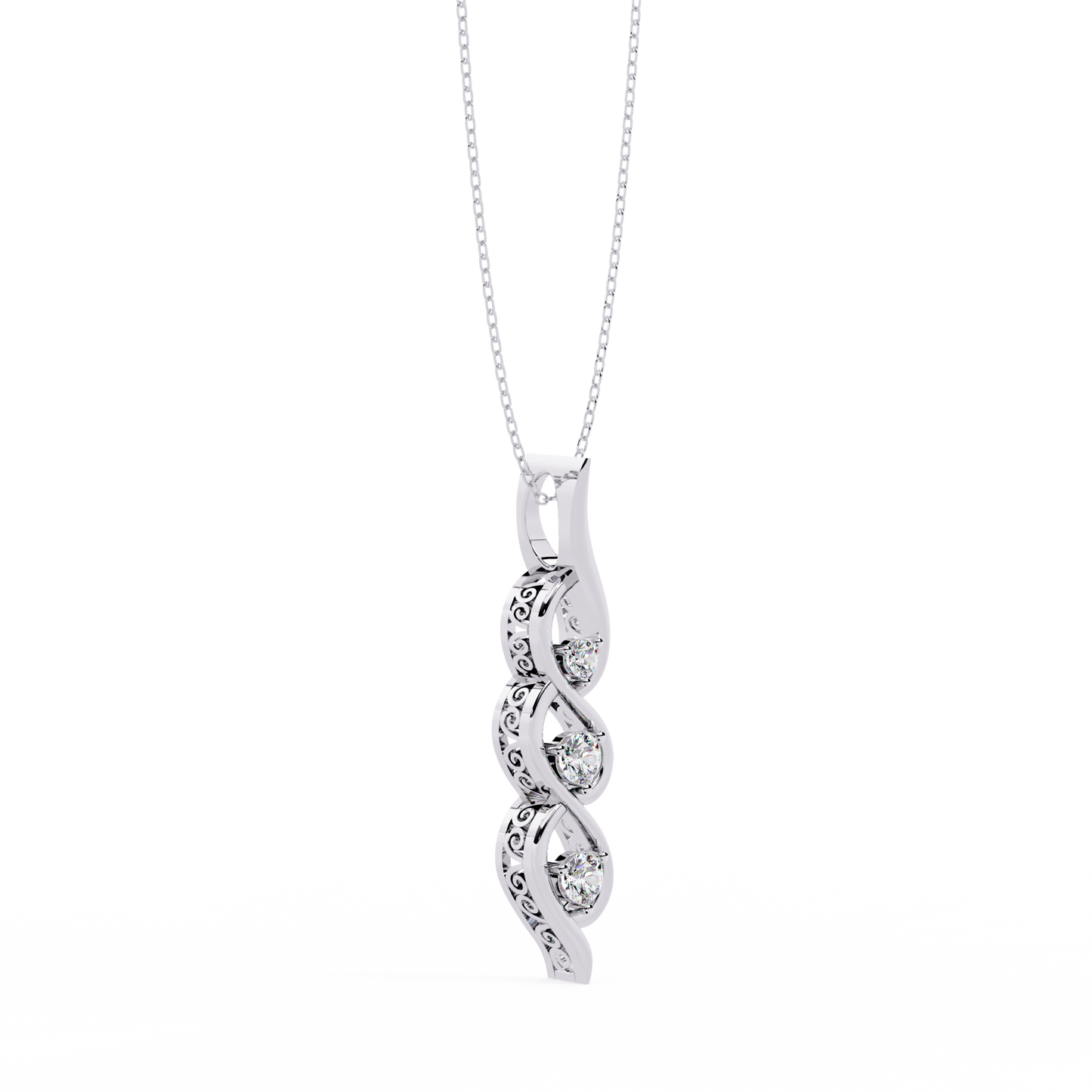 Round Cut Lab Grown Diamond Antique Shapes 14K Solid Rose Gold Delicate Vintage Pendant For bridal