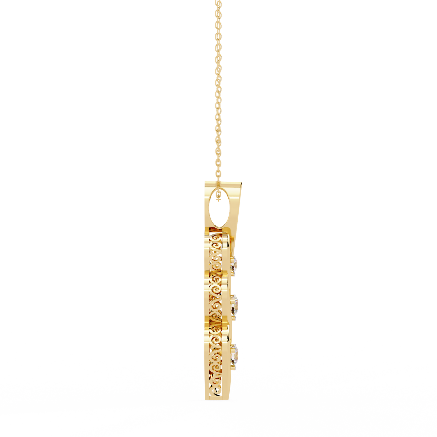 Round Cut Lab Grown Diamond Antique Shapes 14K Solid Rose Gold Delicate Vintage Pendant For bridal