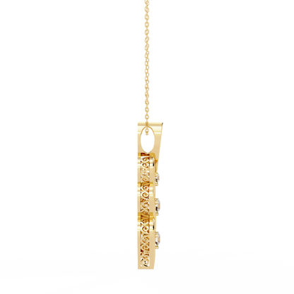 Round Cut Lab Grown - Natural Antique Shapes 14K Solid Rose Gold Delicate Vintage Necklace For bridal