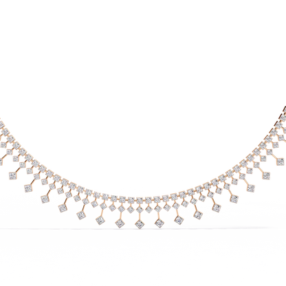 14k solid gold Round Cut 4.51 Ct Top Grade Diamond Classic Statement Bridesmaid  Diamond Necklace