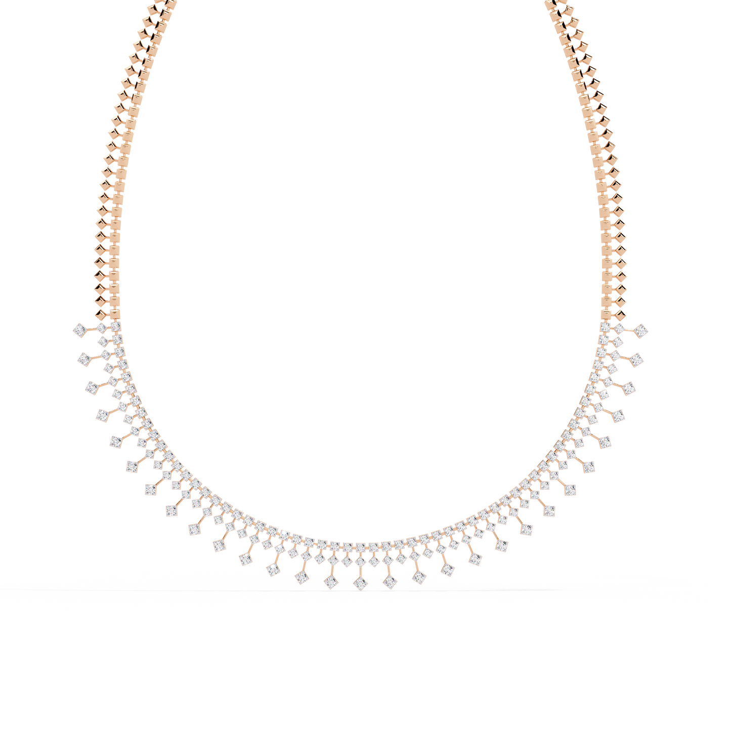 14k solid gold Round Cut 4.51 Ct Top Grade Diamond Classic Statement Bridesmaid  Diamond Necklace