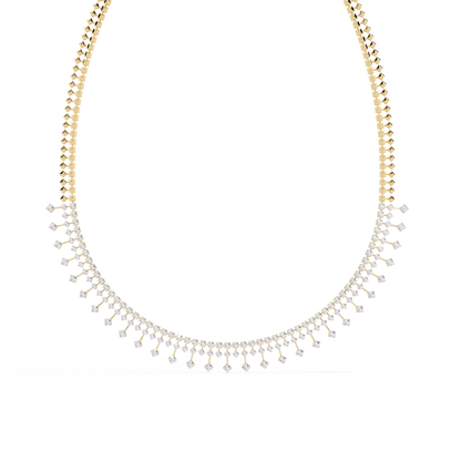 14k solid gold Round Cut 4.51 Ct Top Grade Diamond Classic Statement Bridesmaid  Diamond Necklace