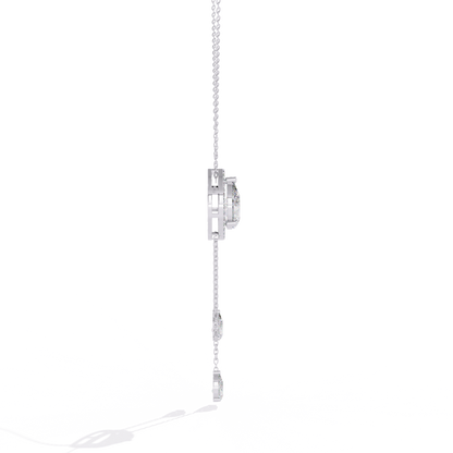 1.81 Ct Pear And Round Cut Lab Grown Diamond 10K solid White Gold  Halo Style Unique Stackable Necklace Gift For Her