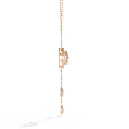 1.81 Ct Pear And Round Cut Lab Grown Diamond 10K solid White Gold  Halo Style Unique Stackable Necklace Gift For Her