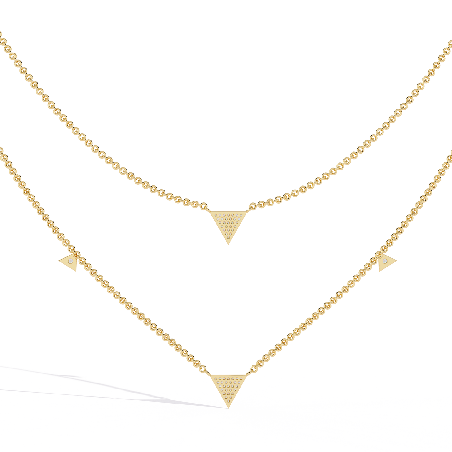 Round Cut 14k Solid White Gold Lab Grow And Natural Diamond Triangle Shape Halo Necklace stunning look for girl