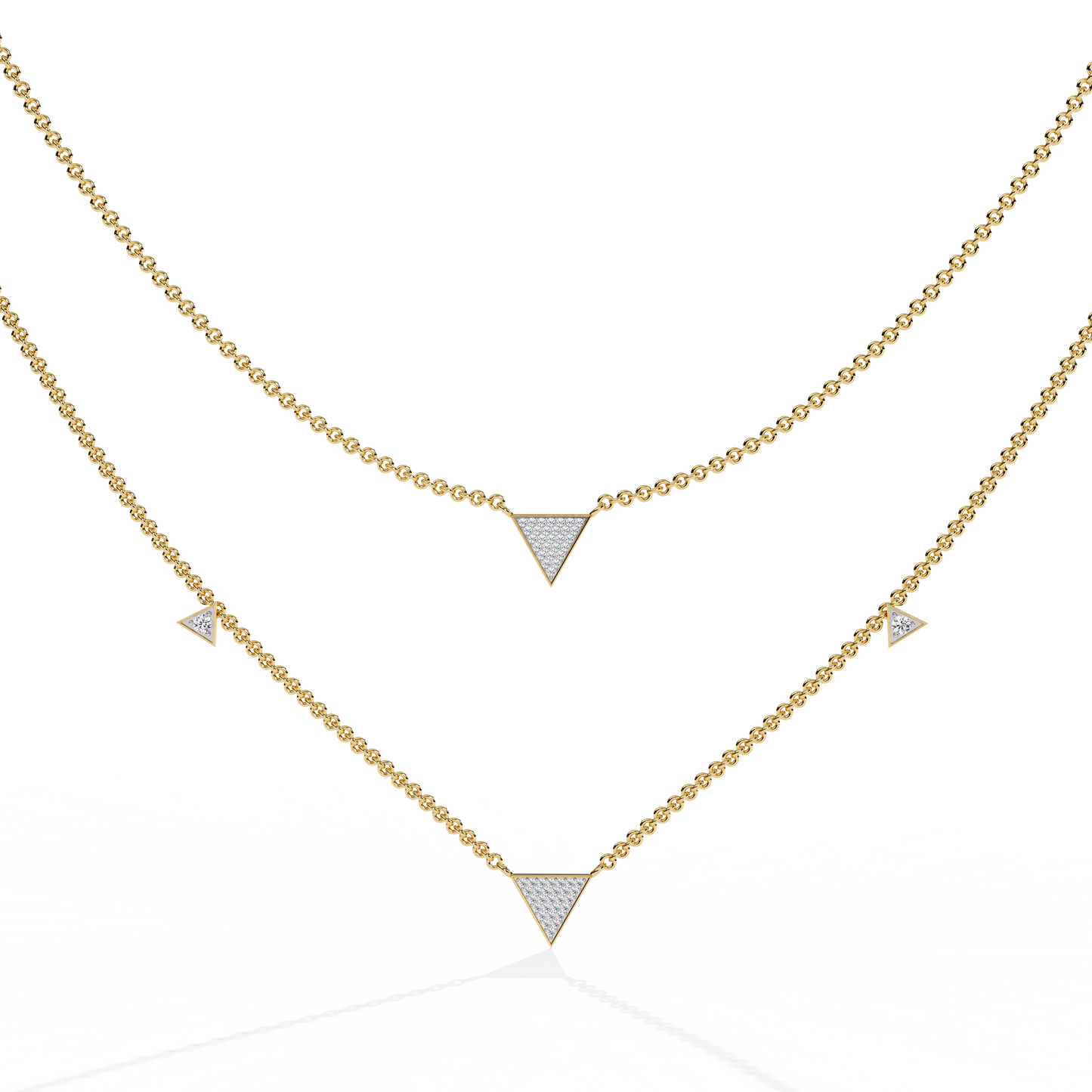 Round Cut 14k Solid White Gold Lab Grow And Natural Diamond Triangle Shape Halo Necklace stunning look for girl