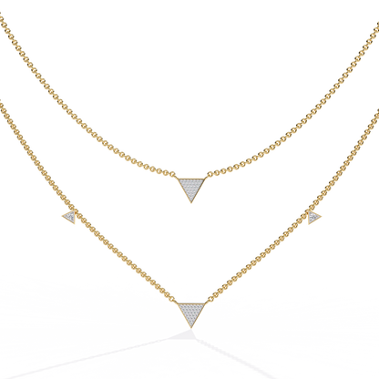 Round Cut 14k Solid White Gold Lab Grow And Natural Diamond Triangle Shape  Halo Necklace stunning look for girl