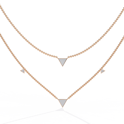 Round Cut 14k Solid White Gold Lab Grow And Natural Diamond Triangle Shape  Halo Necklace stunning look for girl