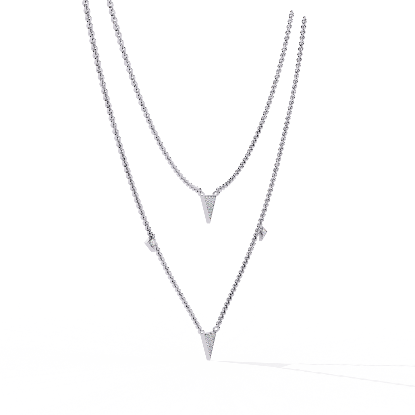 Round Cut 14k Solid White Gold Lab Grow And Natural Diamond Triangle Shape Halo Necklace stunning look for girl