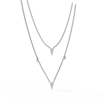 Round Cut 14k Solid White Gold Lab Grow And Natural Diamond Triangle Shape  Halo Necklace stunning look for girl