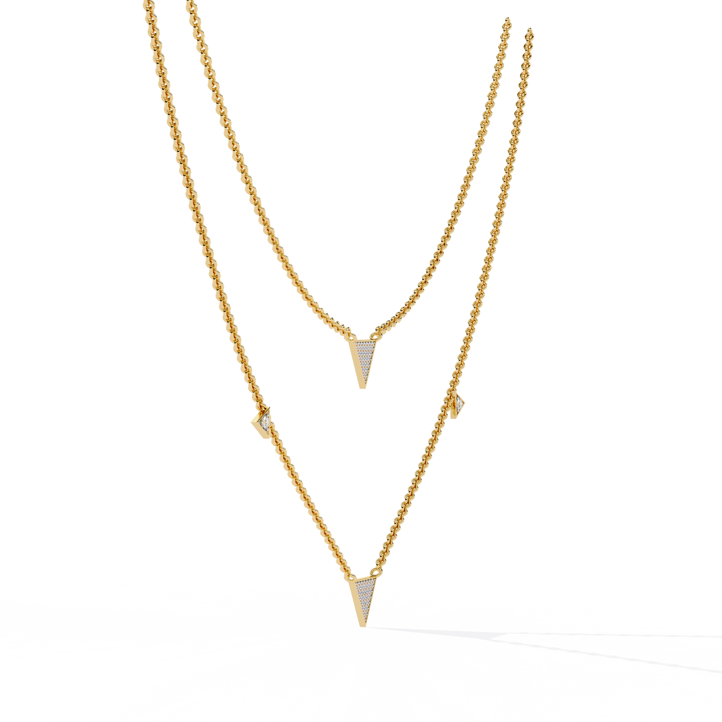 Round Cut 14k Solid White Gold Lab Grow And Natural Diamond Triangle Shape Halo Necklace stunning look for girl