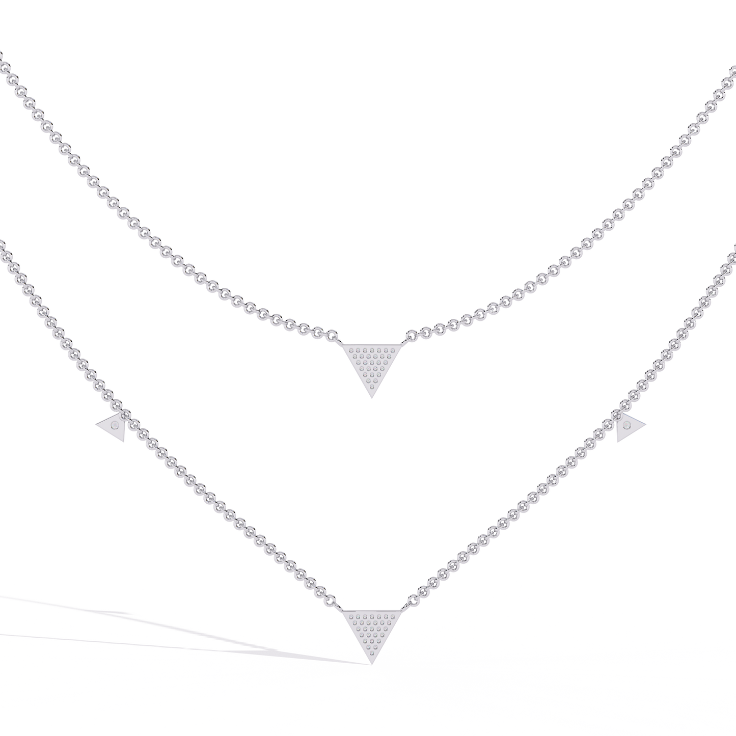 Round Cut 14k Solid White Gold Lab Grow And Natural Diamond Triangle Shape Halo Necklace stunning look for girl
