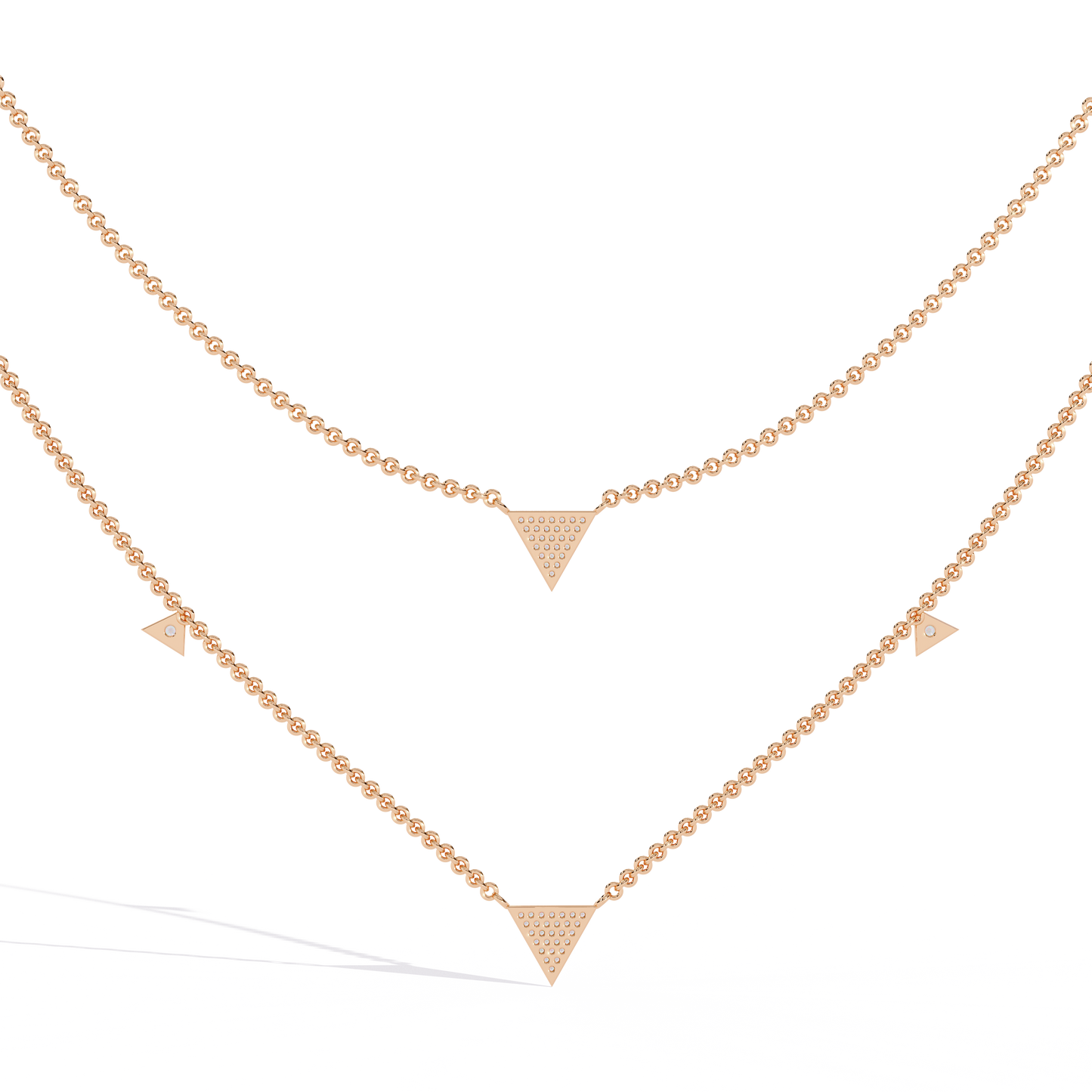Round Cut 14k Solid White Gold Lab Grow And Natural Diamond Triangle Shape Halo Necklace stunning look for girl
