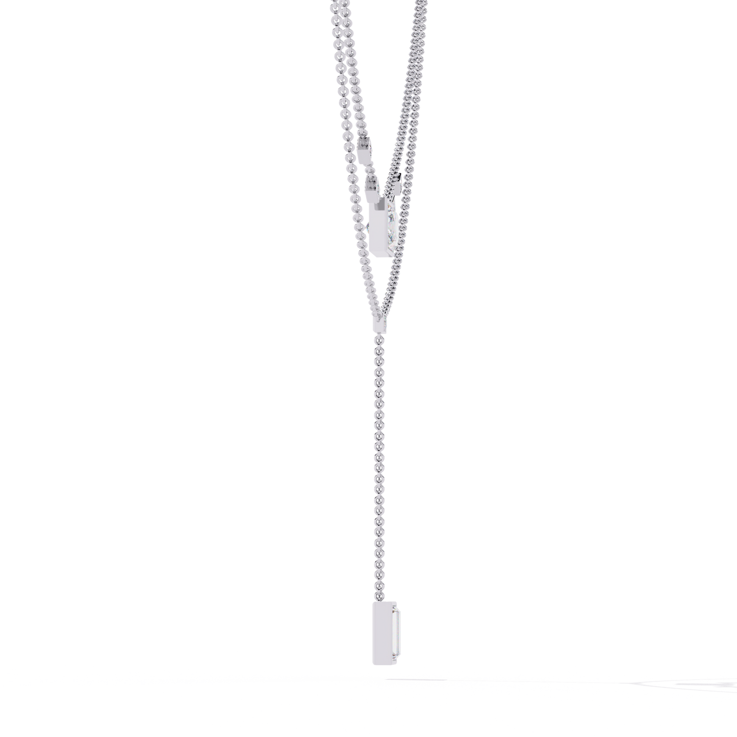 Baguette, Princess And Round Cut 3.44 Ct Lab Grown Diamond Bezel Set Dainty Diamond Necklace For gifted by bridal