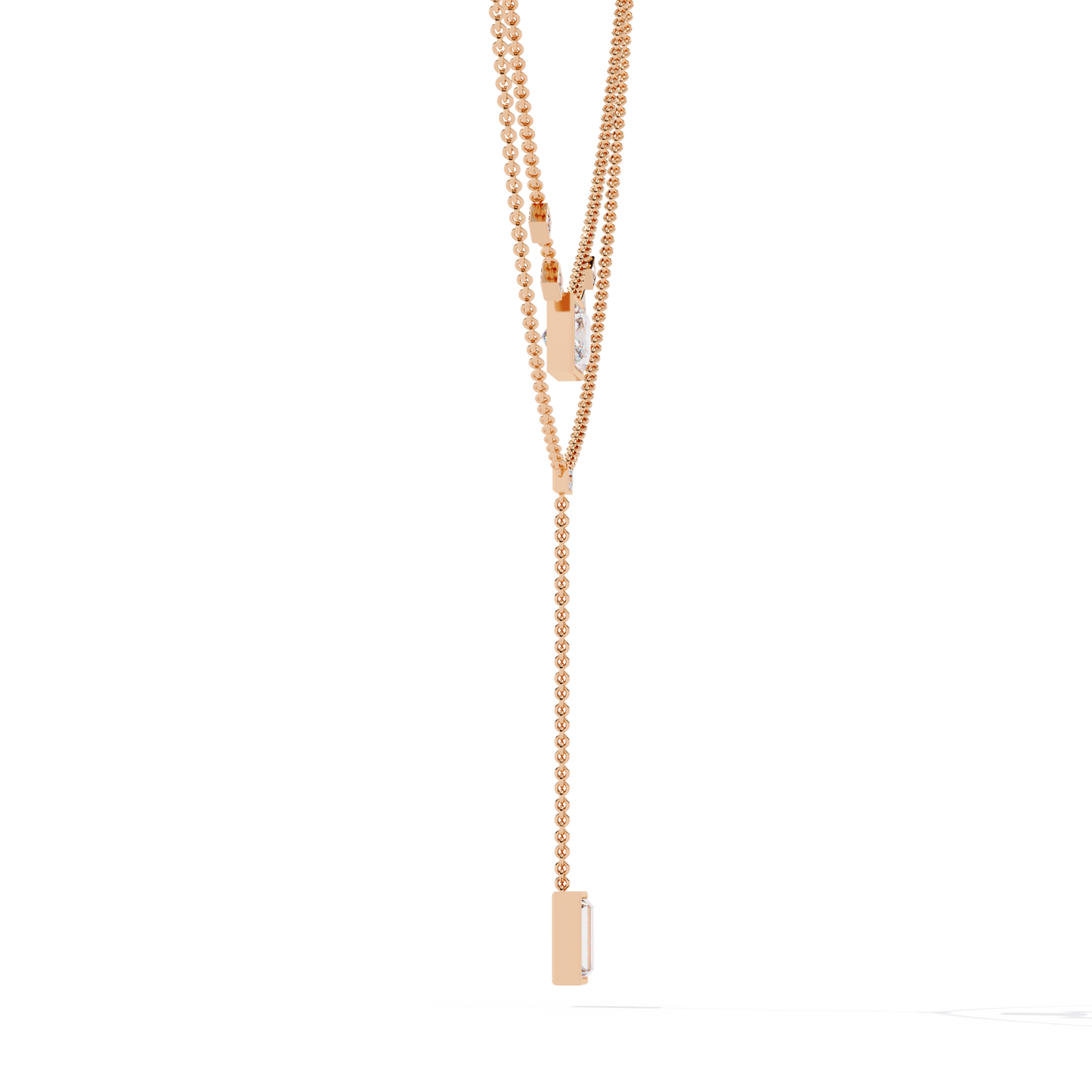 Baguette, Princess And Round Cut 3.44 Ct Lab Grown Diamond Bezel Set Dainty Diamond Necklace For gifted by bridal