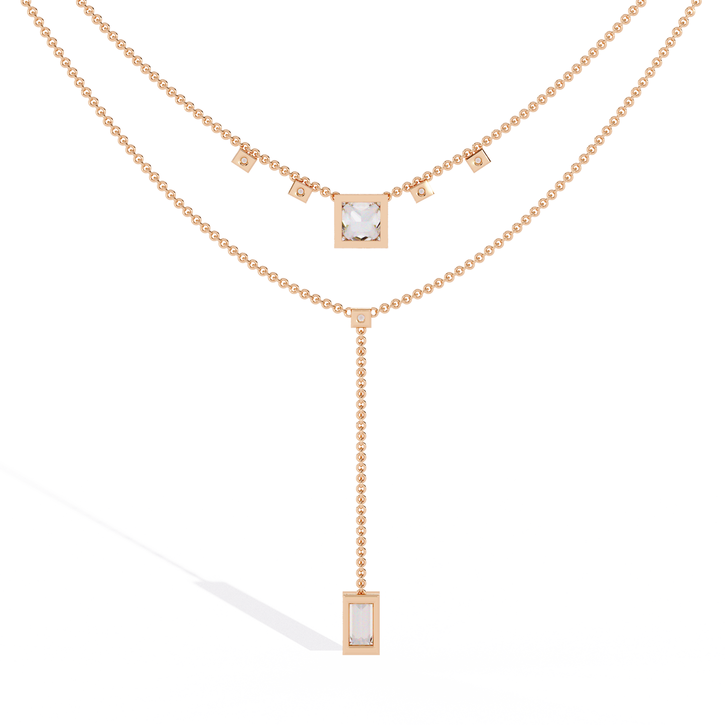 Baguette, Princess And Round Cut 3.44 Ct Lab Grown Diamond Bezel Set Dainty Diamond Necklace For gifted by bridal