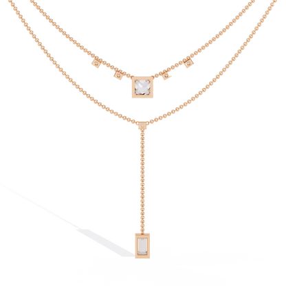 Baguette, Princess And Round Cut 3.44 Ct  Lab Grown Diamond Bezel Set Dainty Diamond Necklace For gifted by bridal