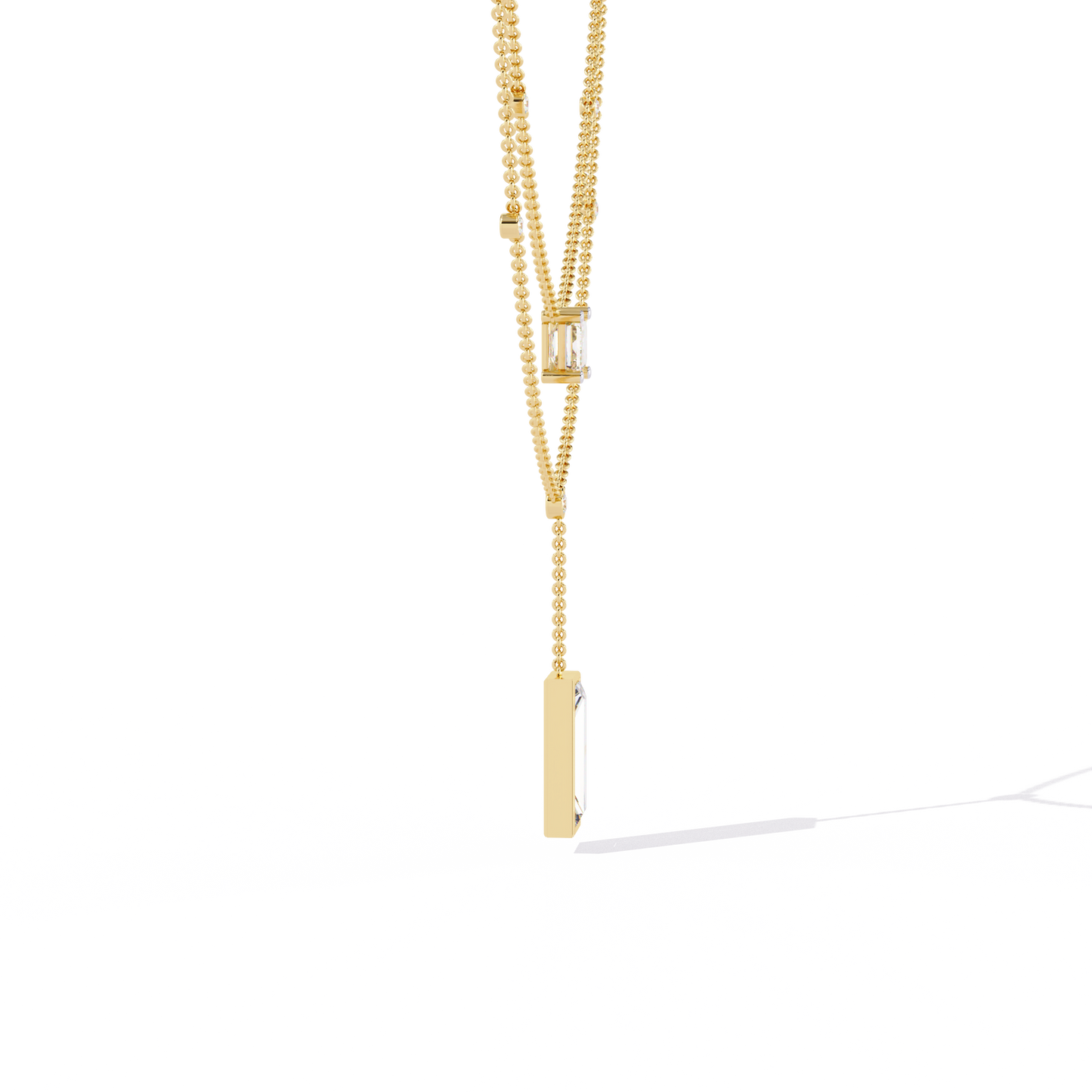 5.47 Ct Emerald , Baguette And Round Lab Grown Cut Diamond Unique Art Deco Dainty Necklace For Her