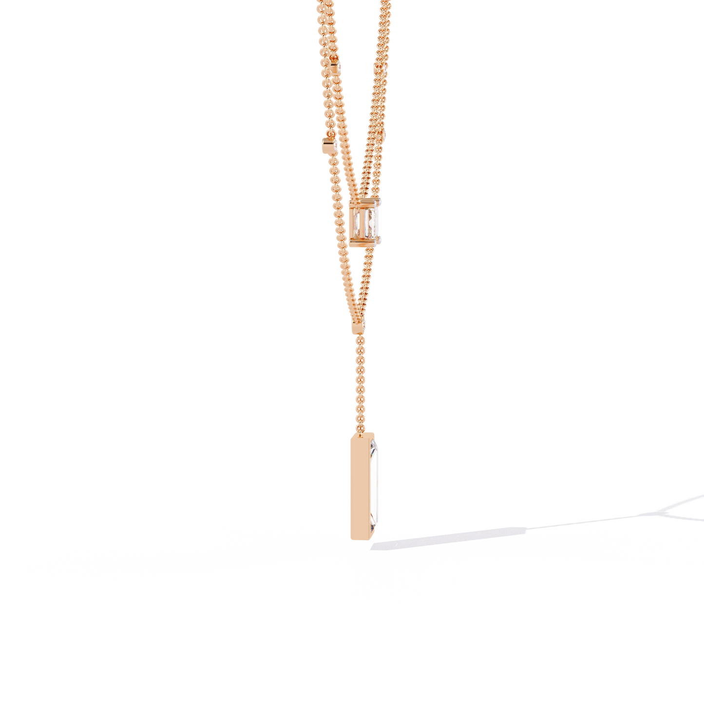 5.47 Ct Emerald , Baguette And Round Lab Grown Cut Diamond Unique Art Deco Dainty Necklace For Her