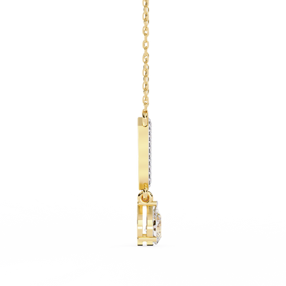 V Shape 10k Solid Gold  Pear And Round Cut Lab Grown Diamond Delicate Unique Statement Vintage Necklace