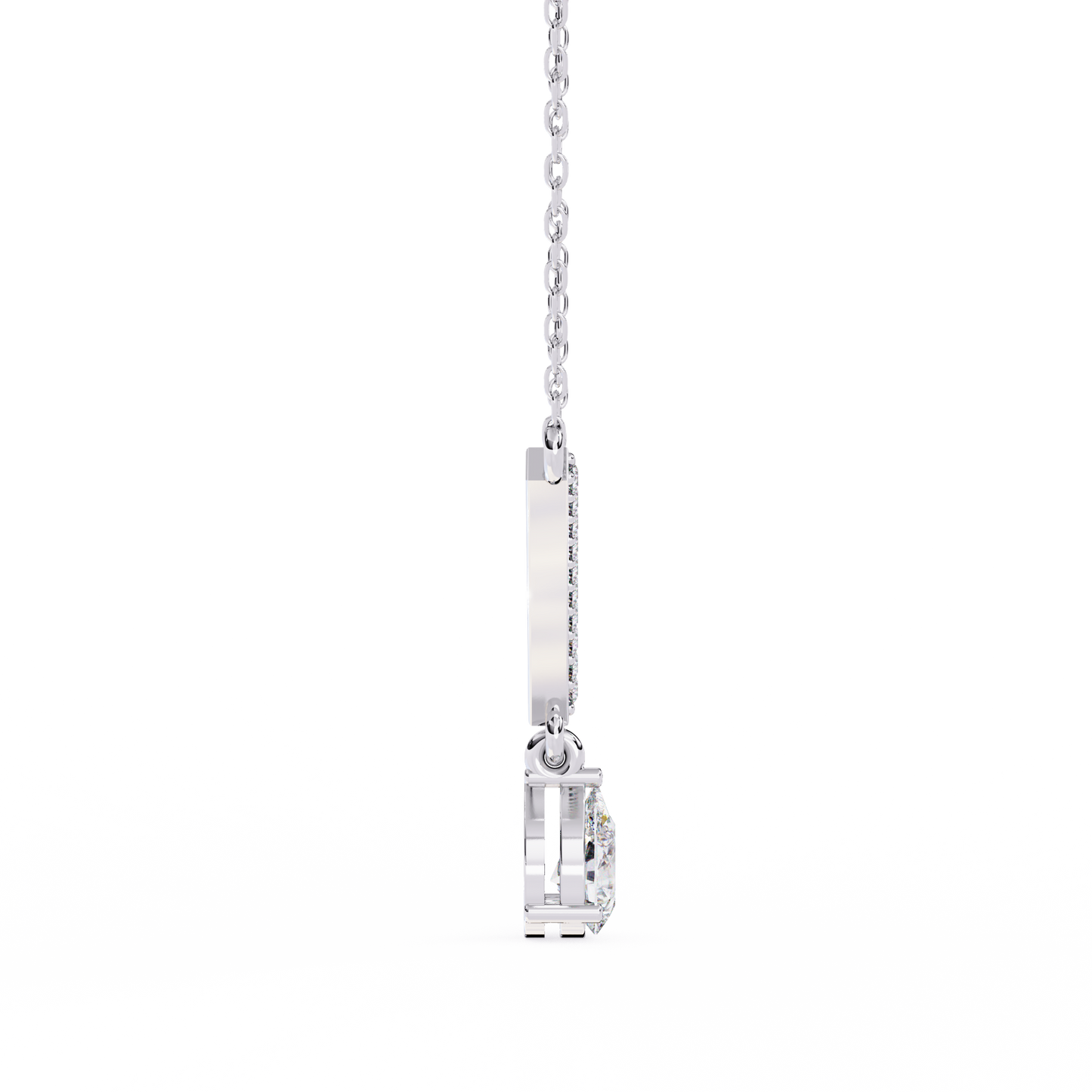 V Shape 10k Solid Gold  Pear And Round Cut Lab Grown Diamond Delicate Unique Statement Vintage Necklace